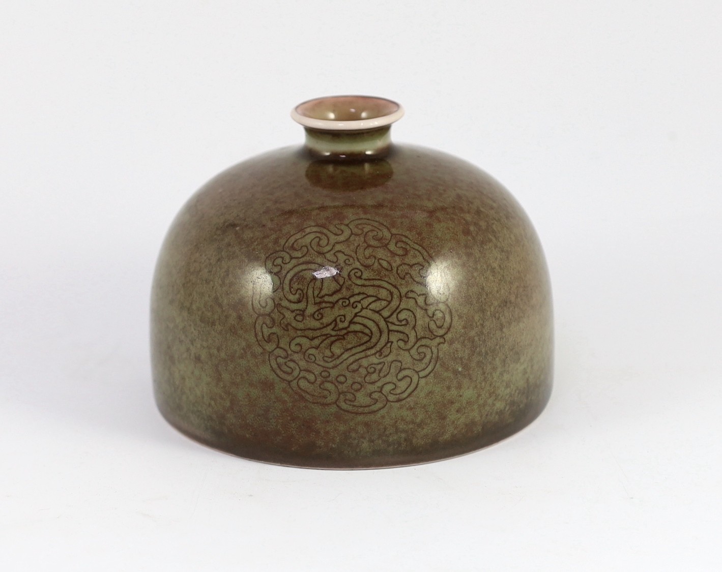 A Chinese peachbloom glazed beehive water pot, taibozun, Kangxi six character mark but Republic period, 13cm diameter